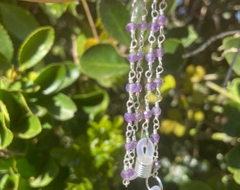 faceted amethyst beaded silver link glasses chain