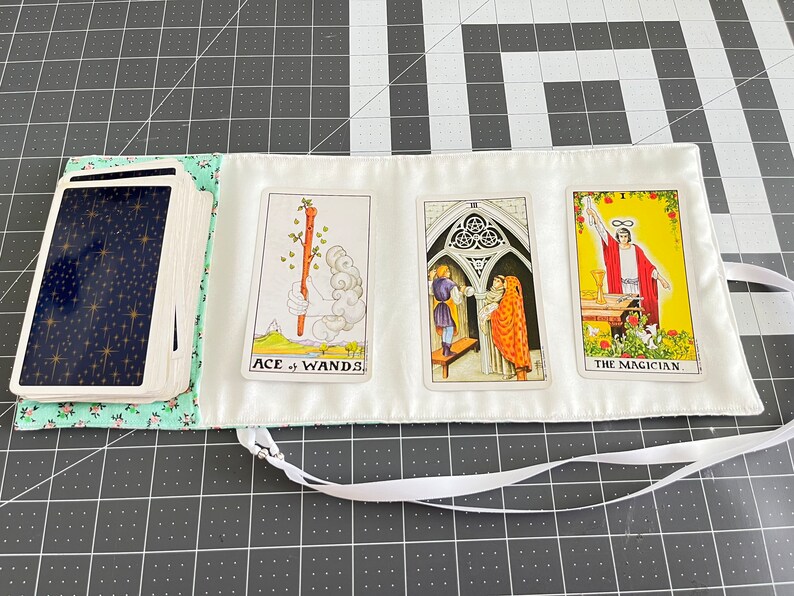 Mint-green Floral Tarot Deck Wrap - Etsy