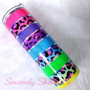 Rainbow Leopard Tumbler, Rainbow Glitter Tumbler, Leopard Tumbler, Custom Leopard Tumbler, Personalized Leopard Tumbler, Rainbow Tumbler