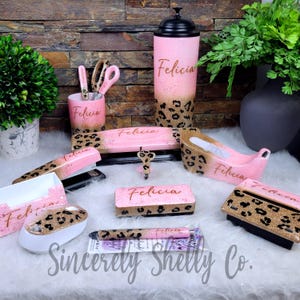 Leopard Desk Accessory, Ombre Office Supplies, Glitter Stapler, Office Set, Teacher Supplies, School Supplies,  Personalized Gift, Desk Set