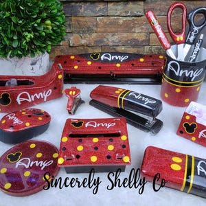 Mickey Desk Set, Personalized Desk Set, Mickey Classroom, School Gift, Personalized  Gift, Desk Accessory, Teacher Stapler, Mickey Stapler