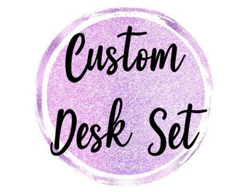 Leopard Desk Set - Custom Ombre Office Supplies | Glitter Stapler, Personalized Teacher Gift, Desk Accessories Bundle