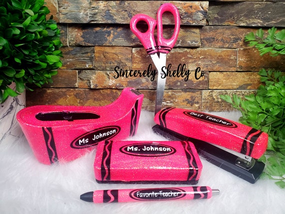  Personalized Handcrafted Back to School Supplies Cute Stapler  Office Supplies Classroom Must-Haves Staplers for Desk Stapler for  Classroom Glitter Pencil and Crayon Design for Teacher Gift : Office  Products