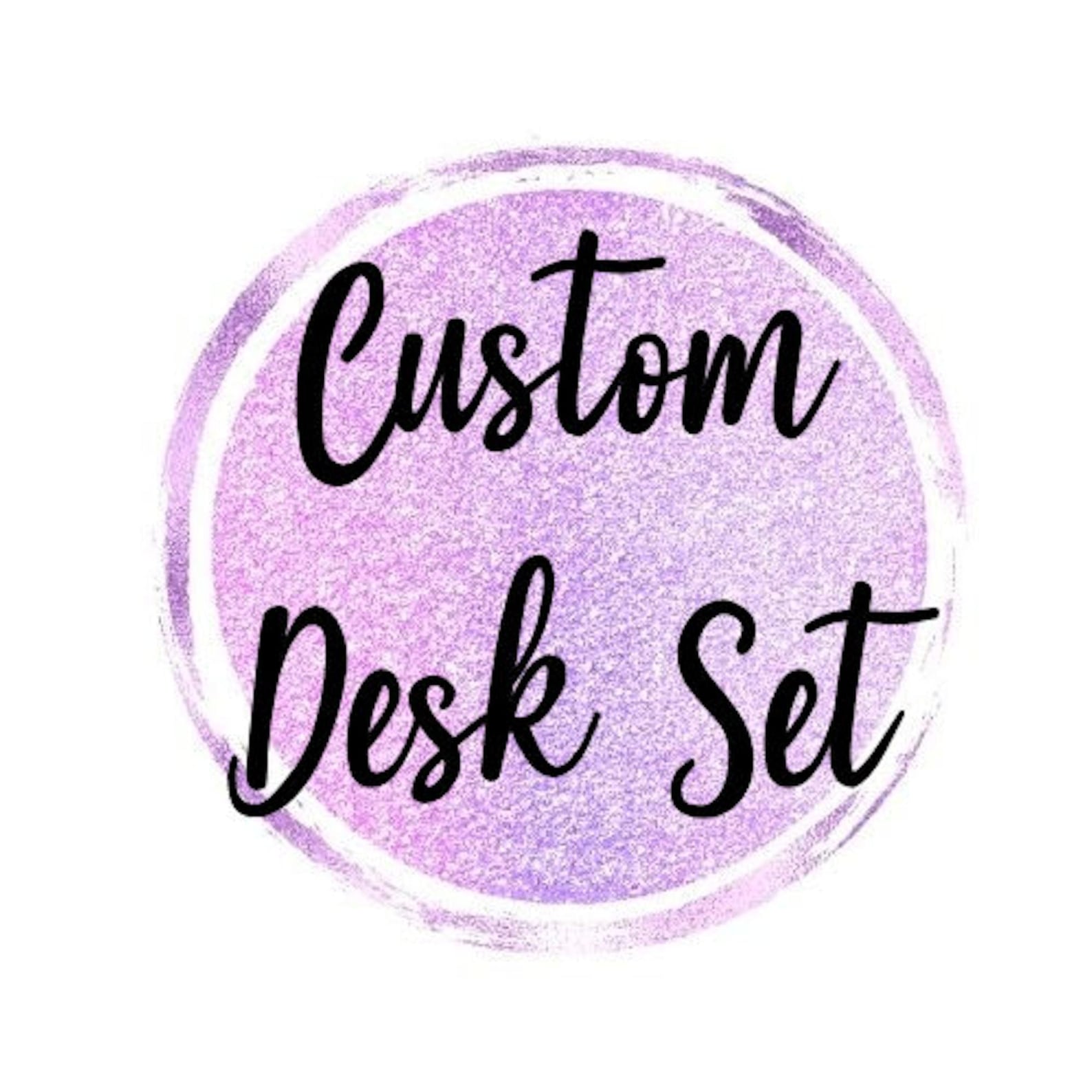 Mrs. Moyer Teacher Custom Desk Set, Custom Teacher Desk Set, Personalized Office Supplies, Personalized Teacher Gift, Custom Glitter Stapler - 6 items:1-4,8,10