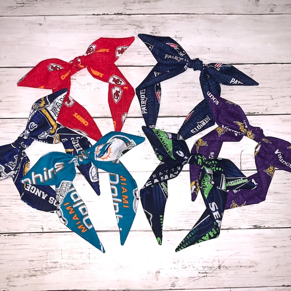Tie Knot NFL Headband | Miami Dolphins, Seattle Seahawks, Minnesota Vikings, NE Patriots, 49ers, Raiders, Bengals, Atlanta Falcons
