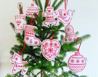 Embroidered christmas tree  ornament sets