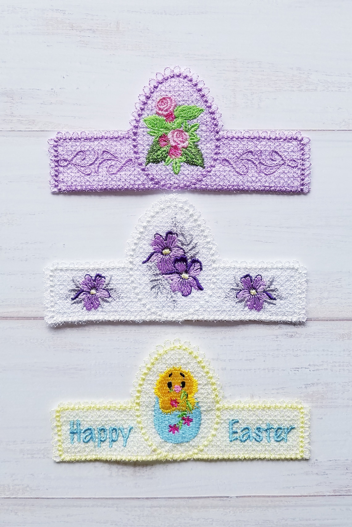 Embroidered easter egg holder set Etsy