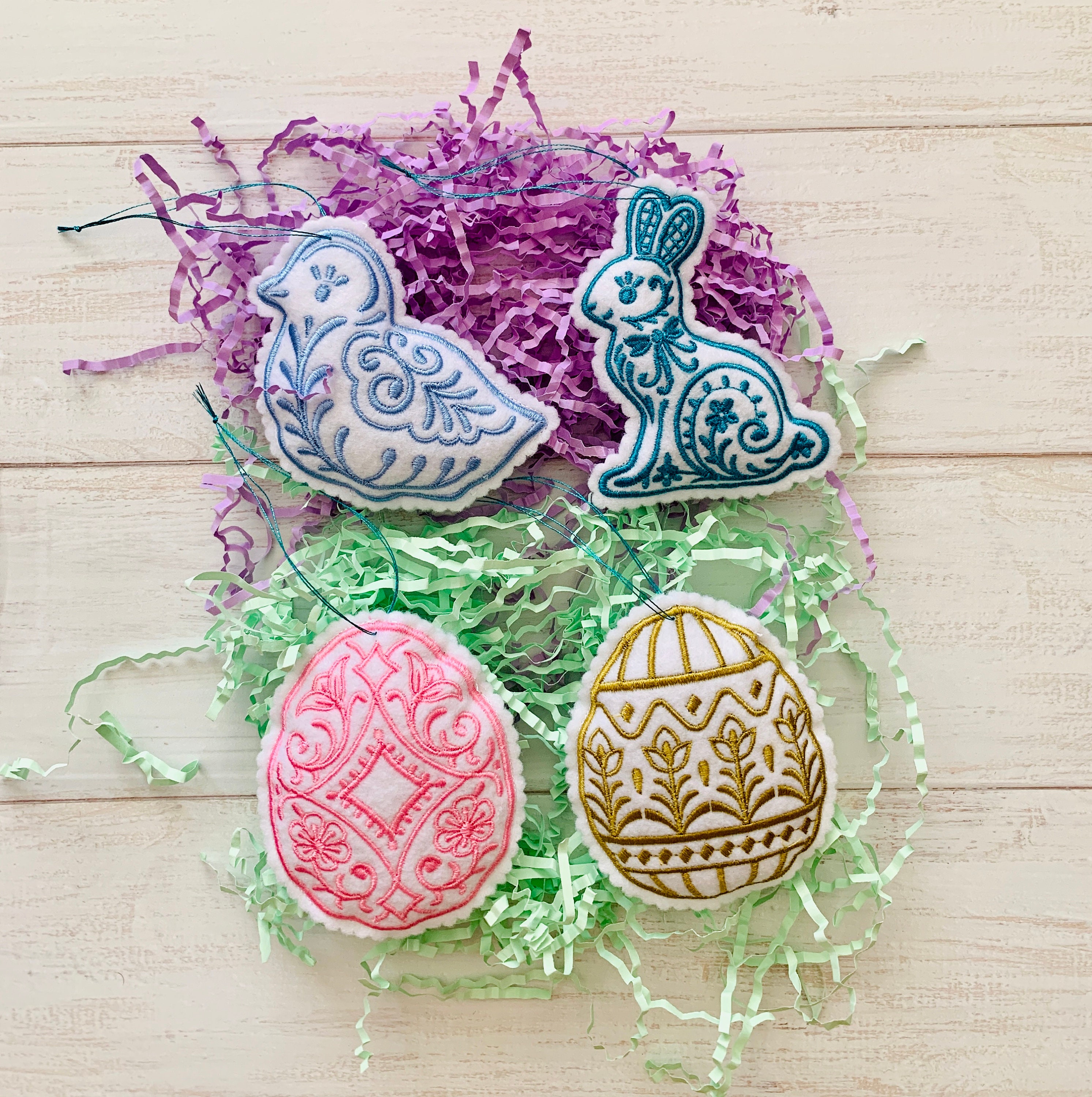 Embroidered Felt Easter Ornament Set Etsy UK