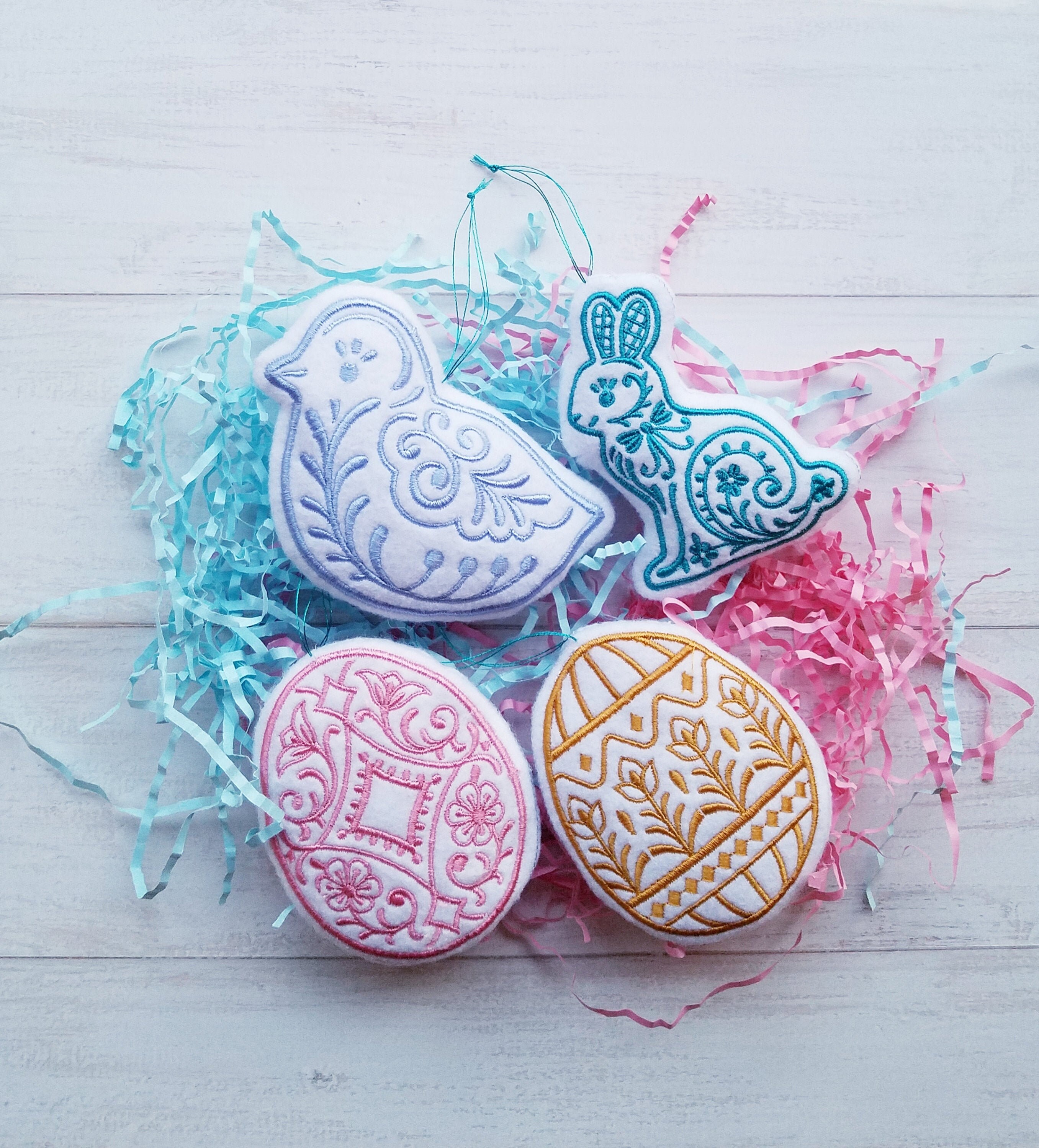 Embroidered Felt Easter Ornament Set Etsy UK