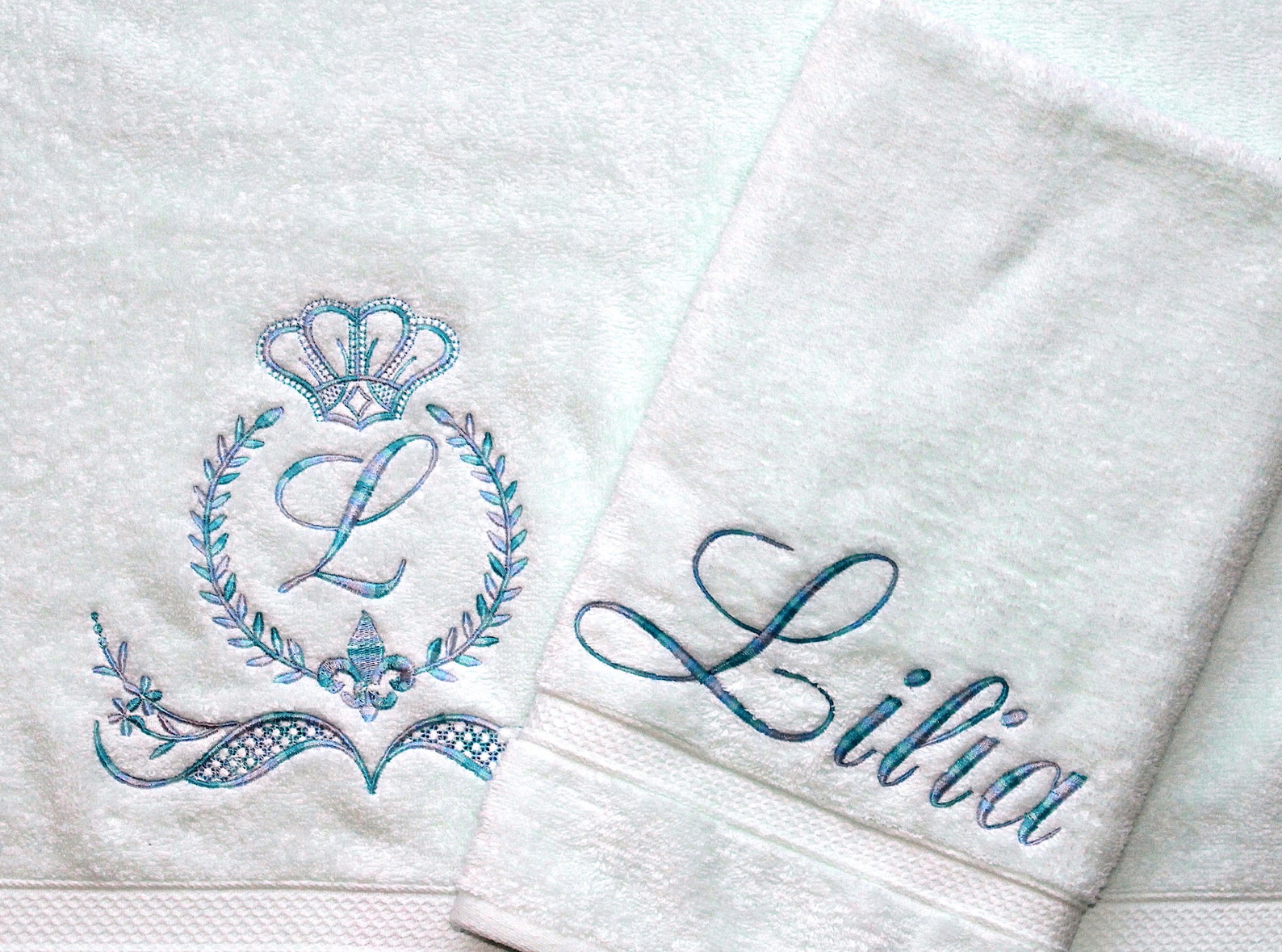Personalized Embroidery Bath Towel Set Etsy