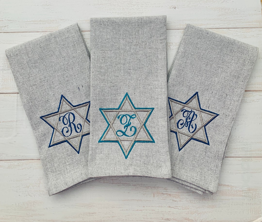 Embroidered Star of David on Napkins Etsy