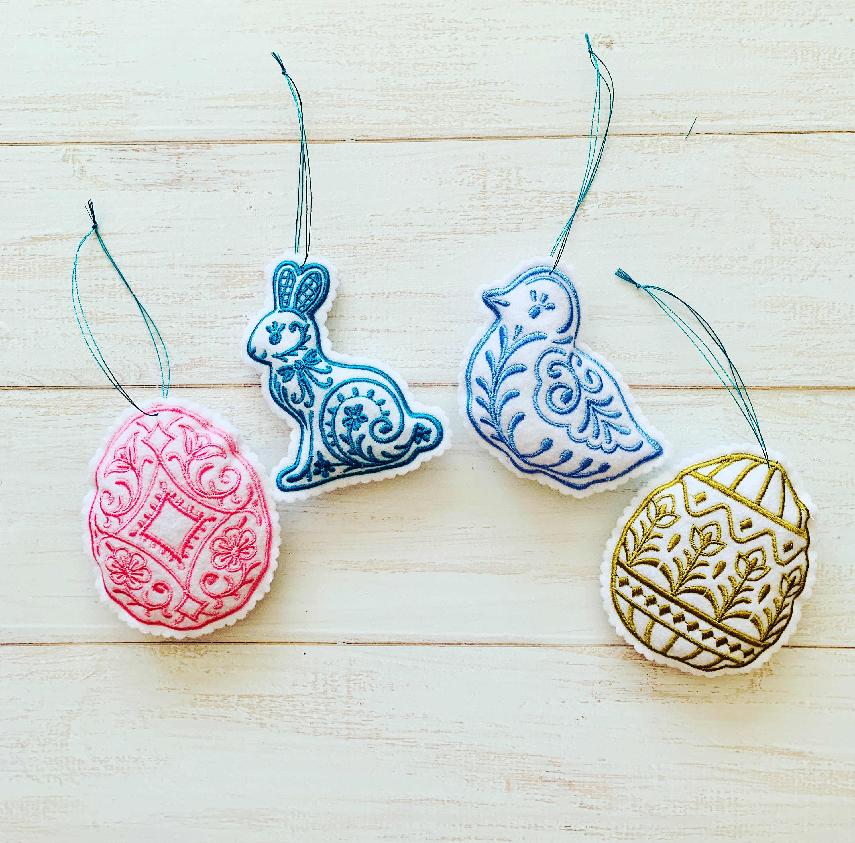 Embroidered Felt Easter Ornament Set Etsy UK