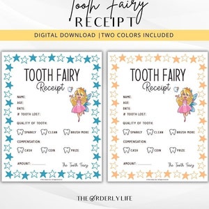 Tooth Fairy Receipt (Blue & Gold Stars) – PRINTABLE, Instant download | Tooth Fairy Letter, Tooth Fairy Certificate