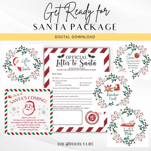 Paquete de Papá Noel que viene / Carta a Papá Noel, etiquetas de regalo – IMPRIMIBLES, descarga instantánea