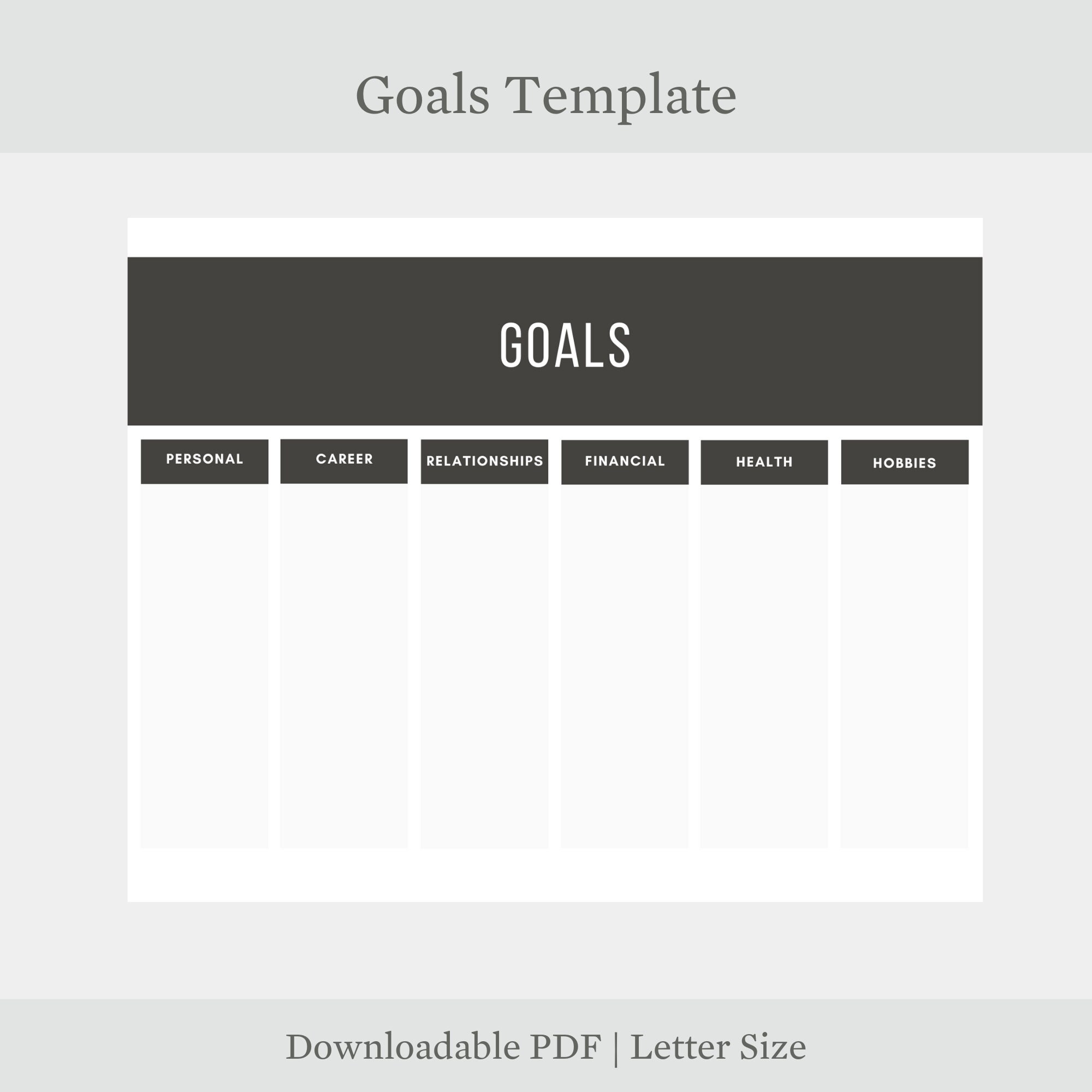 Goals Template PRINTABLE Goal Planning Kit, Goal Worksheet, Goal ...