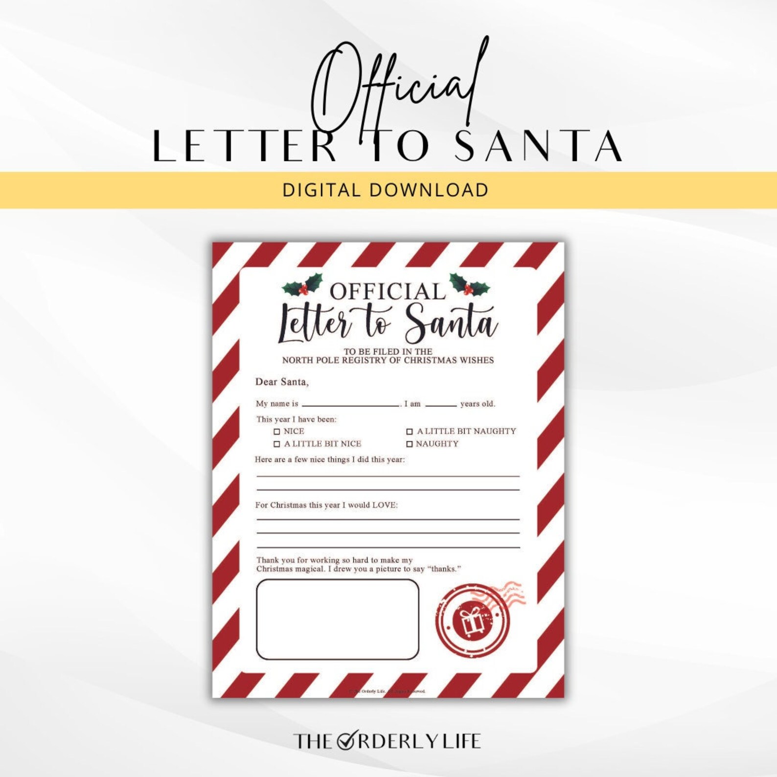 Letter to Santa Claus – PRINTABLE, Instant Download - Etsy
