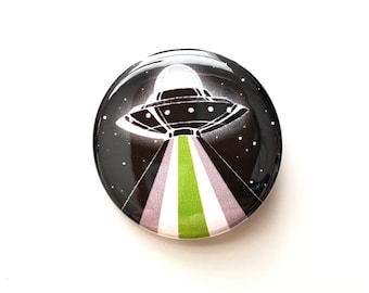UFO Agender Pride Button - Pride Pin - LGBTQIA+ Pride UFO Pinback Buttons - Agender Flag