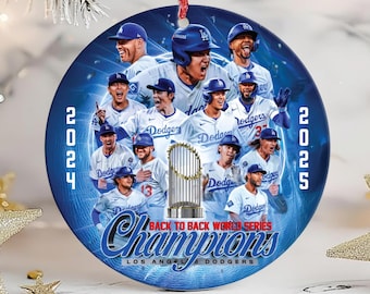 Los Angeles Dodgers World Series Champions 2025 Baseball Ornaments for Christmas Tree MLB Back to Back DO1