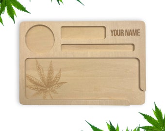 Regalos personalizables Bandeja de malezas - Bandeja de madera personalizada para liar marihuana Corte láser Regalos de Navidad de madera personalizados - Grabado con láser