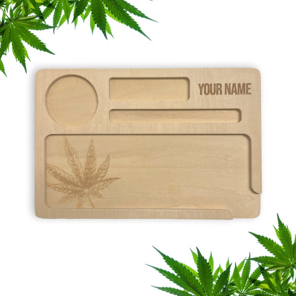 Cadeaux personnalisables Weed Tray - Plateau à rouler pour mauvaises herbes en bois personnalisé Marijuana Laser Cut Cadeaux de Noël en bois personnalisés - Gravé au laser