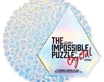 The Clearly Impossible Jigsaw Puzzle Crystal Edition - Hard puzzle for adults, Christmas Gift, Stocking Stuffer, White Elephant