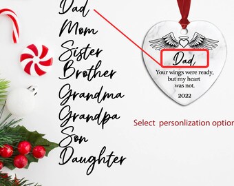 2023 Christmas Memorial Ornaments Personalizable Gifts for  loss of  Mom, Dad, Sister, Brother, Son, Daughter, Grandpa, Grandma Angel Wings