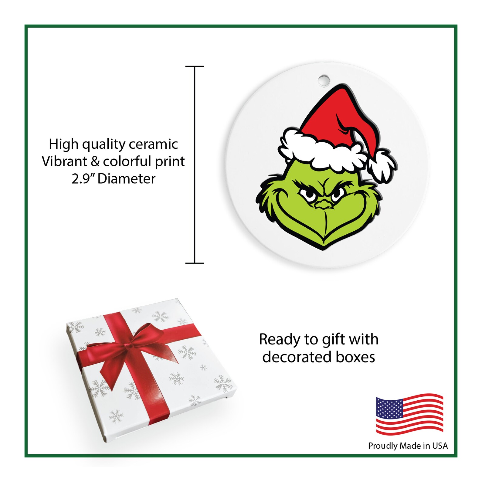 Grinch Christmas Ornaments 4 Pack Set Grinch Gift Set Etsy
