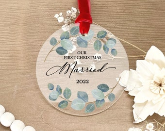 2022 Our First Christmas Married  or Engaged as Mr and Mrs Ornament First Christmas Married Ornament