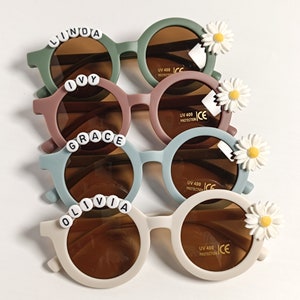 Personalisierte Name Sonnenbrille für Mädchen-Kleinkind Sonnenbrillen-Gänseblümchen Blume Sonnenbrille-Niedliche Kinder Sonnenbrille, Baby Mädchen Geschenk Bild 5