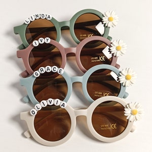 Lunettes de soleil personnalisées pour filles-Lunettes de soleil pour tout-petits-Lunettes de soleil en forme de marguerite-Lunettes de soleil pour enfants mignons, cadeau pour bébé image 5