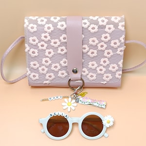 Sac à main personnalisé pour petite fille, sac à main avec nom de fleur de marguerite pour filles