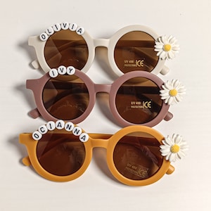 Personalisierte Name Sonnenbrille für Mädchen-Kleinkind Sonnenbrillen-Gänseblümchen Blume Sonnenbrille-Niedliche Kinder Sonnenbrille, Baby Mädchen Geschenk Bild 6