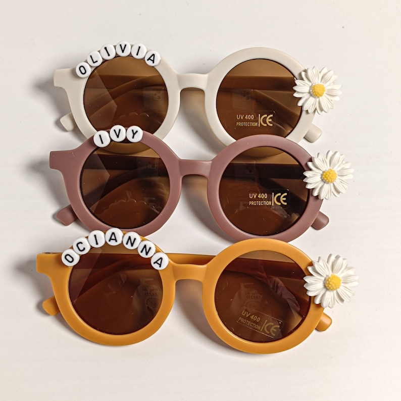 Lunettes de soleil personnalisées pour filles-Lunettes de soleil pour tout-petits-Lunettes de soleil en forme de marguerite-Lunettes de soleil pour enfants mignons, cadeau pour bébé image 6