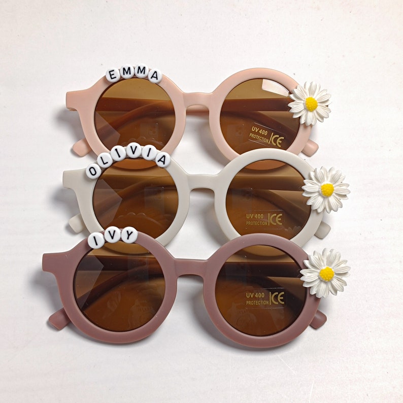 Lunettes de soleil personnalisées pour filles-Lunettes de soleil pour tout-petits-Lunettes de soleil en forme de marguerite-Lunettes de soleil pour enfants mignons, cadeau pour bébé image 7