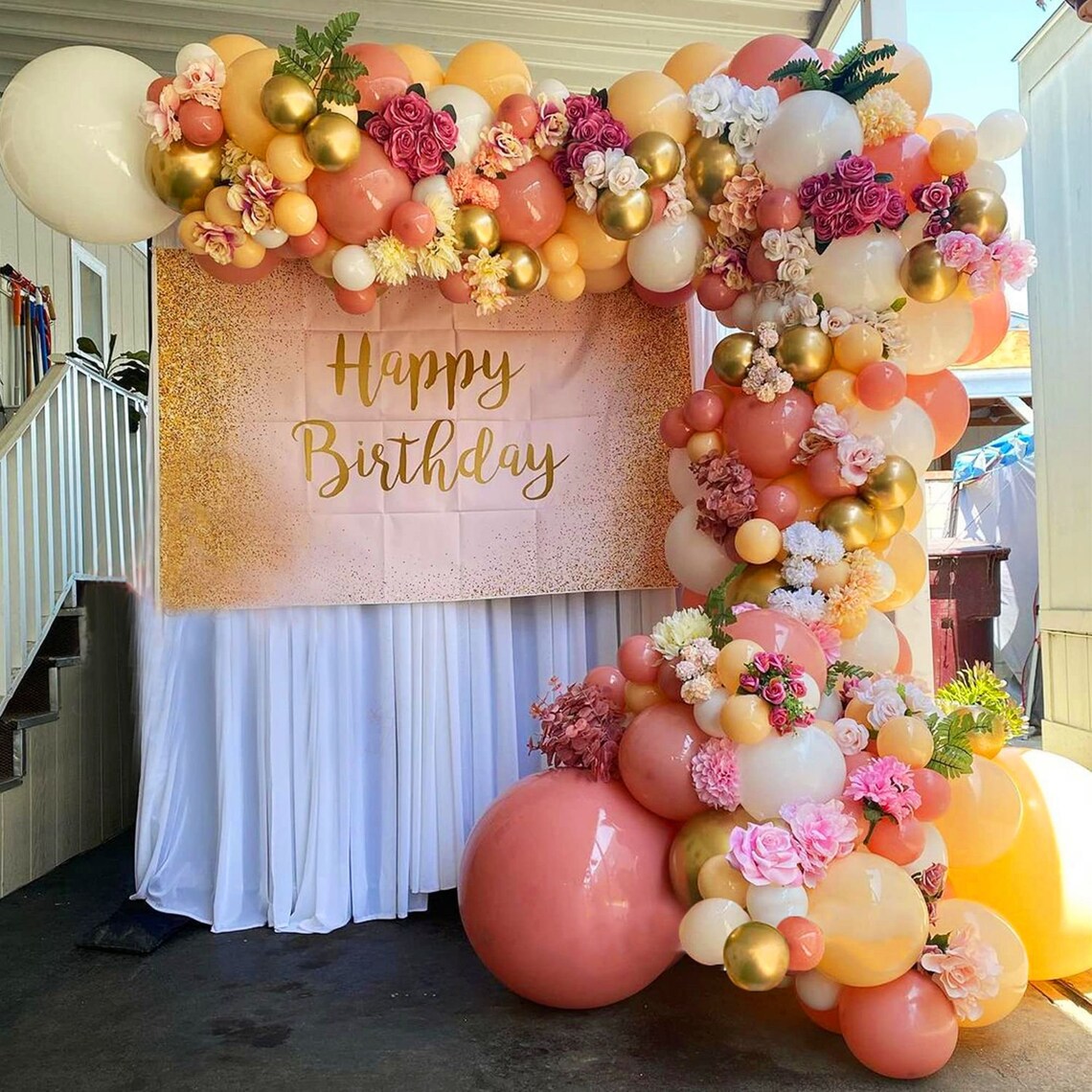 92 PCS Retro Pink Apricot Balloon Garland Arch KitWhite Etsy