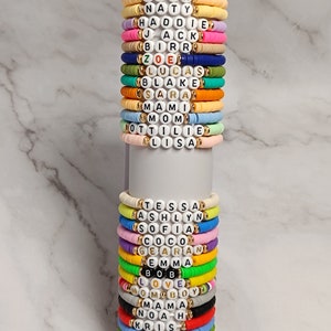 Pulsera llena de nombre de color, pulsera de cuentas personalizada, pulsera  Heishi, regalos personalizados -  España