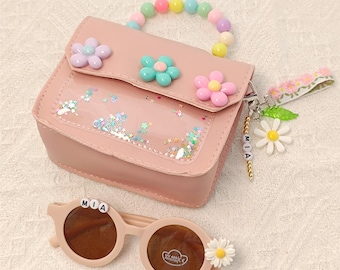 Personalized Toddler Girls Purse with Name Keychain, Custom Kids Mini Purse Crossbody handbag, Easter Gift, Easter Basket Stuffer