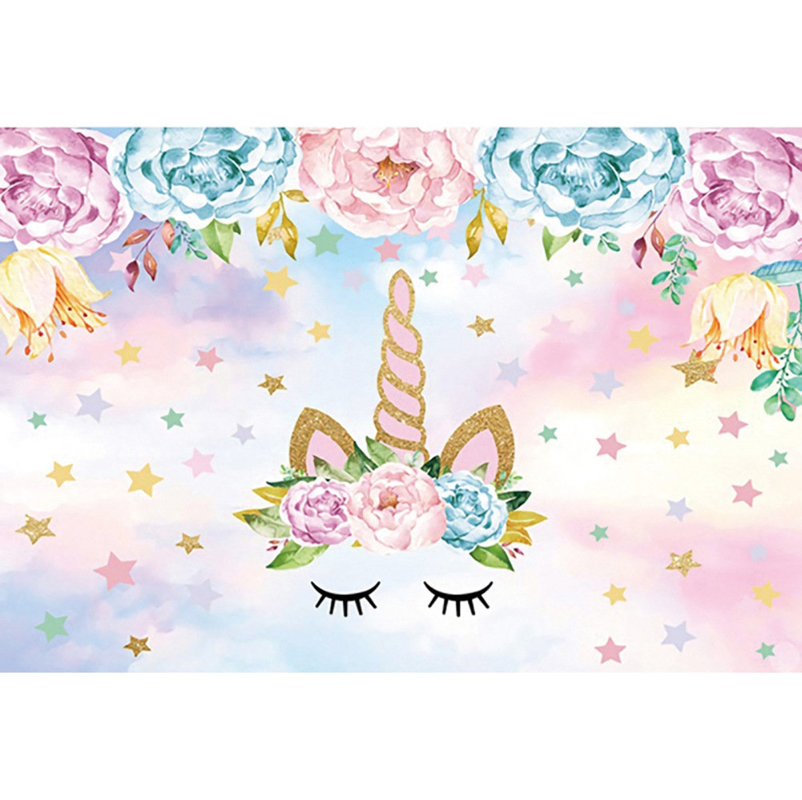 Unicorn Backdrop 5x7ft Vinyl Unicorn Birthday Photoshoot Etsy