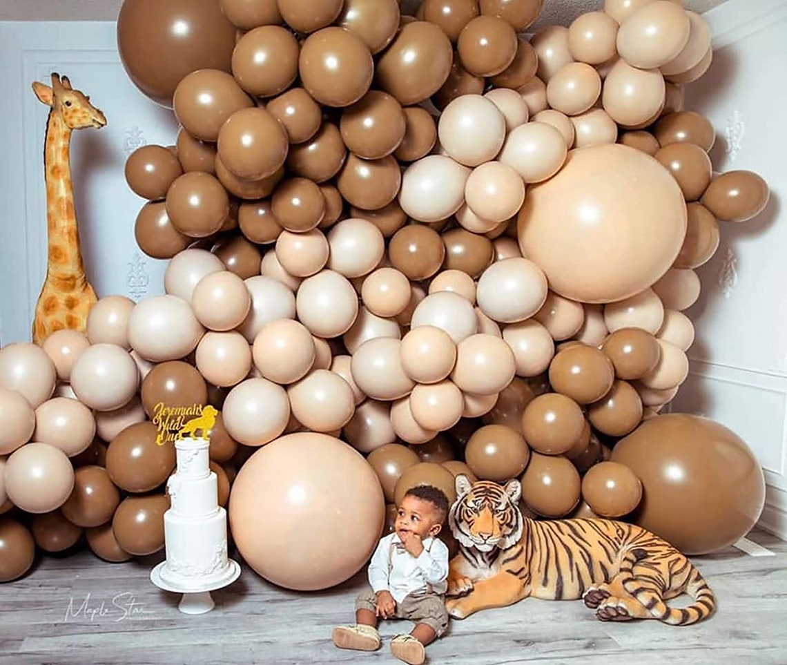 167PCS Coffee Brown Balloons Garland Arch Kit With Cream Peach Etsy