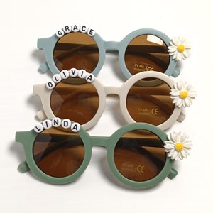 Personalisierte Name Sonnenbrille für Mädchen-Kleinkind Sonnenbrillen-Gänseblümchen Blume Sonnenbrille-Niedliche Kinder Sonnenbrille, Baby Mädchen Geschenk Bild 9