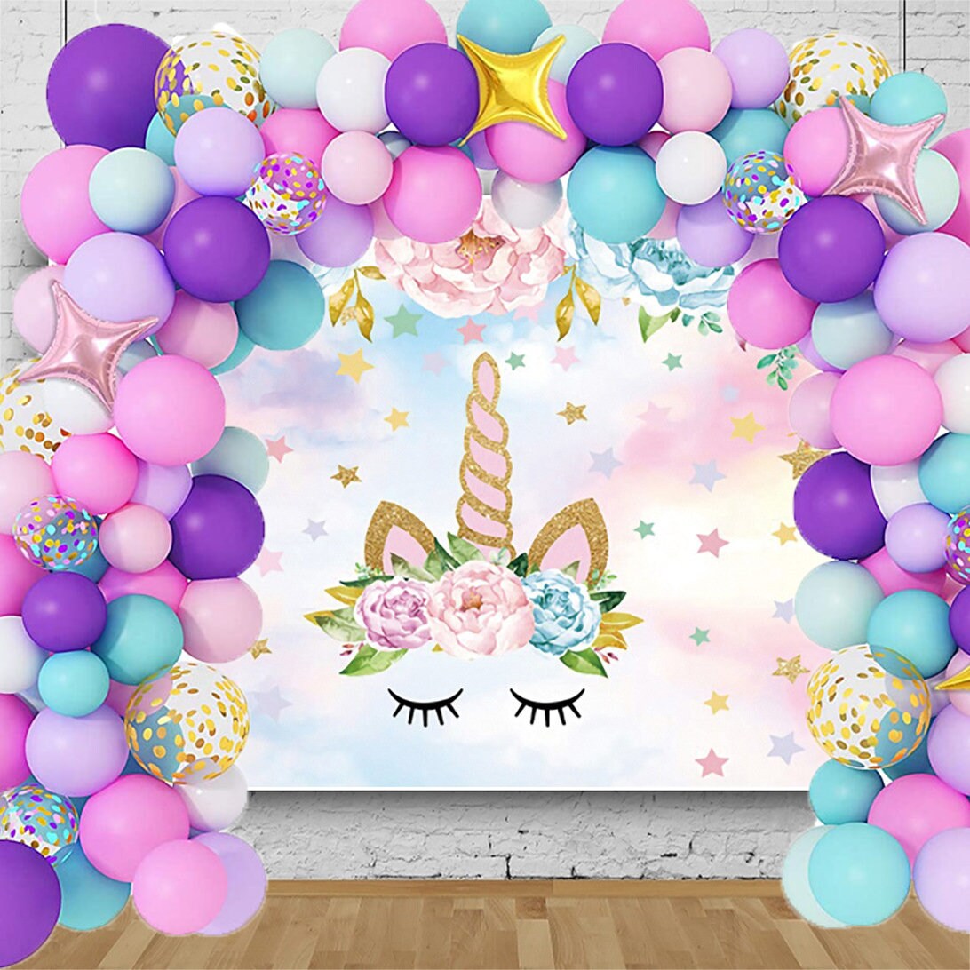 Unicorn Backdrop 5x7ft Vinyl Unicorn Birthday Photoshoot Etsy