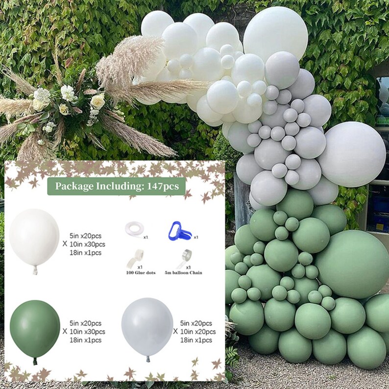 147pcs Sage Green Balloon Garland Kit Decor Birthday Balloon Etsy