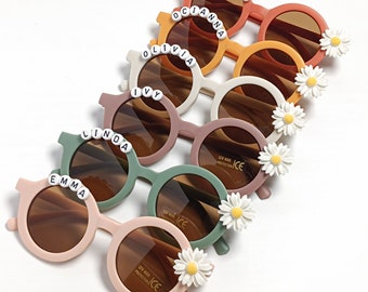 Floral Daisy Girls Custom Name Sunglasses 400 UV Protection Toddler Kids Babies Gift Baby Girl Personalized Birthday Gift Sunglasses