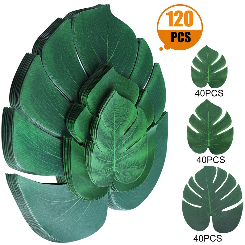 120PCS Artificial Tropical Palm Leaves Plant Faux Safari Etsy
