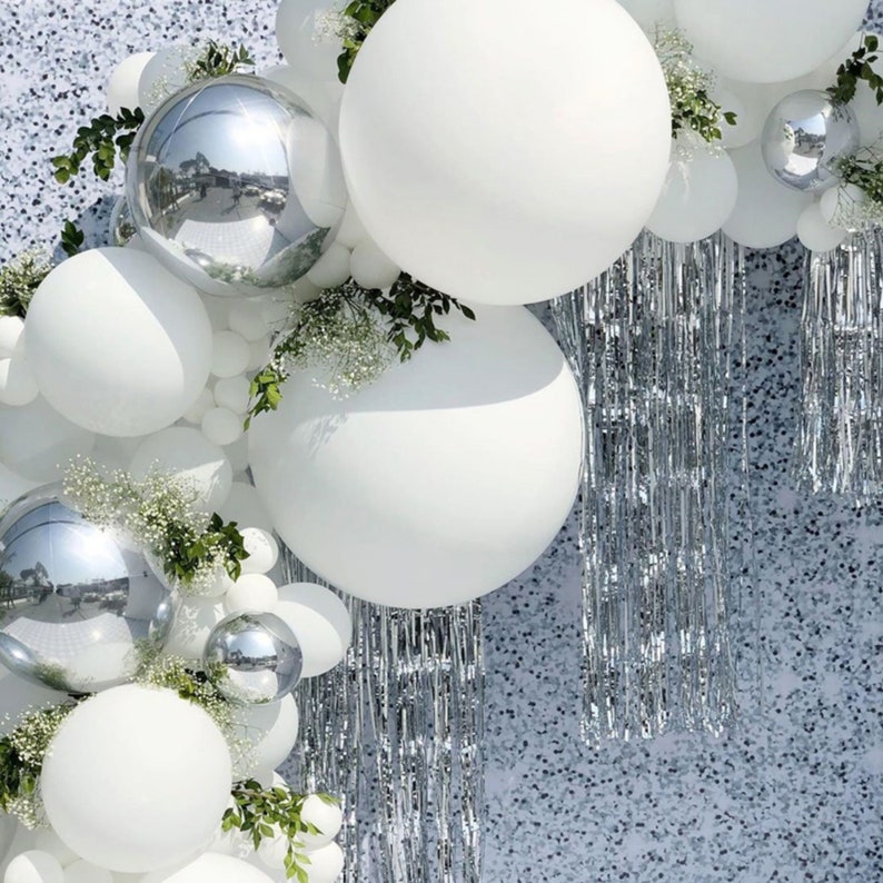 White Wedding Backdrop Balloon Garland Kit Bridal Shower ...