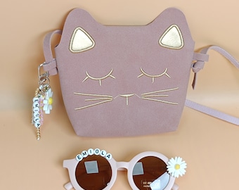 Personalized Toddler Cat Purse, Little Girls Crossbody Handbag, Kids Birthday Gift, Easter Gift, Easter Basket Stuffer