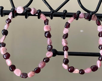 Adult-Child Matching Bracelets: Garnet & Rhodochrosite