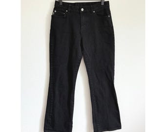 Spodnie jeansowe Ralph Lauren w kolorze czarnym, z rozszerzanymi nogawkami i średnim stanem, vintage, minimalistyczne, z lat 2000.