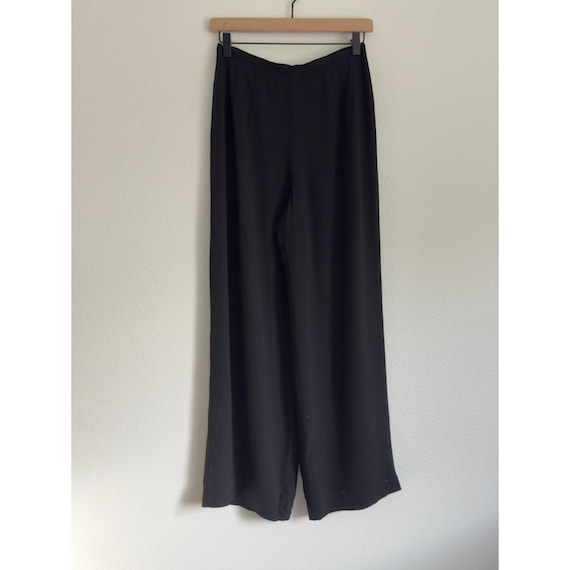 Ann Taylor, VTG Ann Taylor Pants 6 Black Silk Wide Leg Minimalist Classic Career Trousers