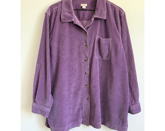 LL Bean Lila Manchesterskjorta med knappar, överdimensionerad kustnära Grandma Grandmacore